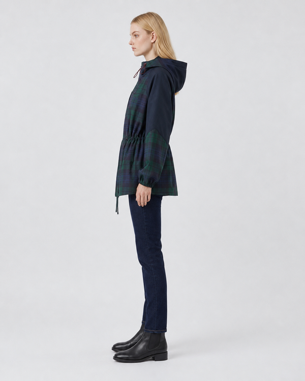 Women's Relaxed Plaid Hooded Jacket