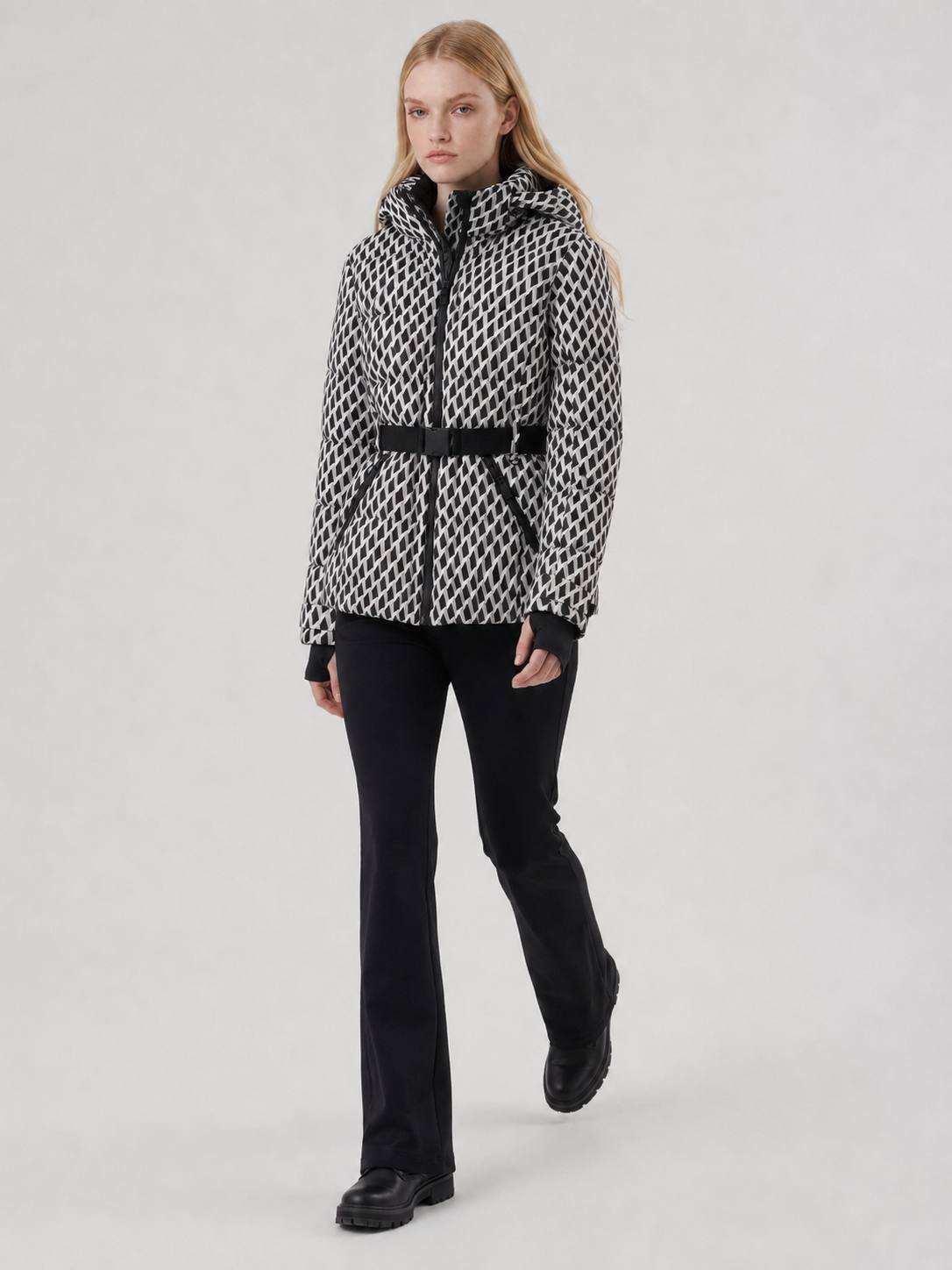 Women's Belted Puffer Ski Jacket