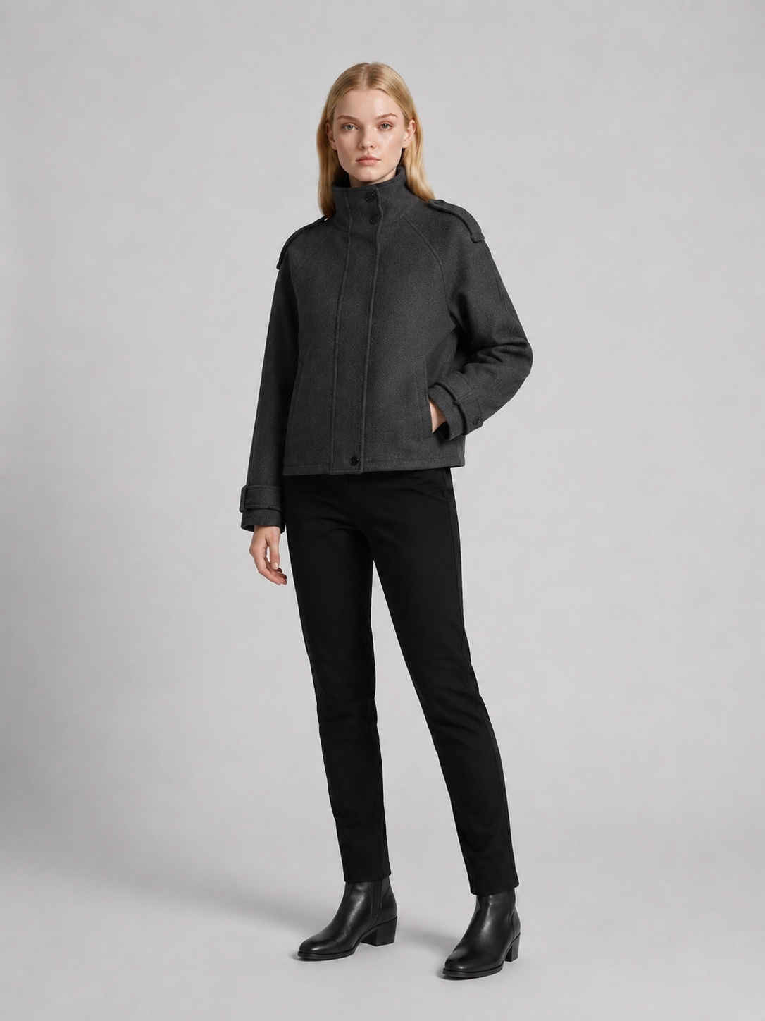 Women's Cropped Funnel-Neck Jacket