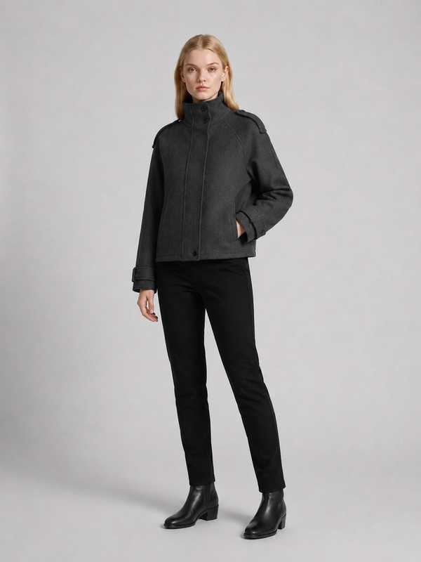 Women's Cropped Funnel-Neck Jacket