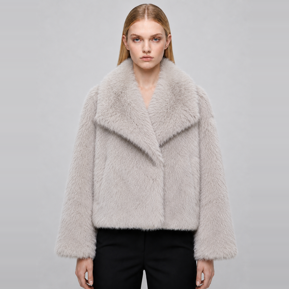 Women's Cropped Winter Faux Fur Jacket