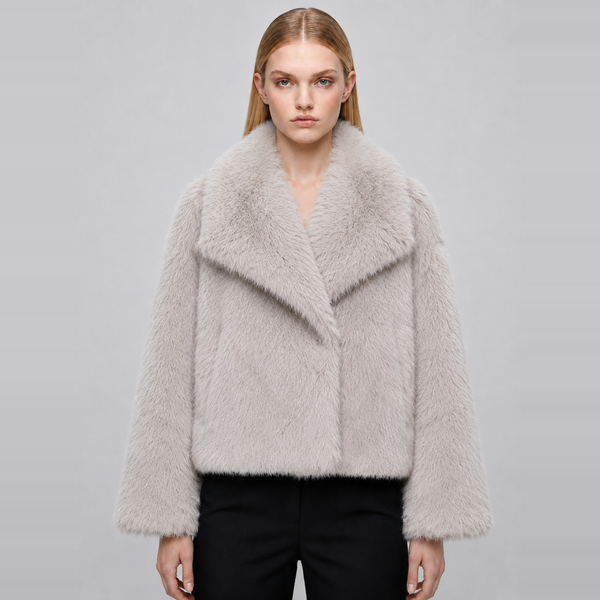 Women's Cropped Winter Faux Fur Jacket