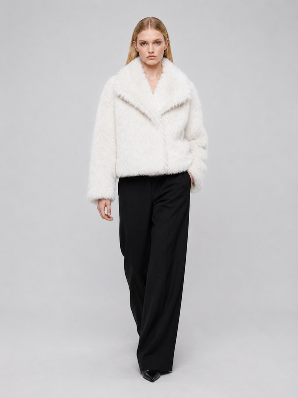Women's Cropped Winter Faux Fur Jacket