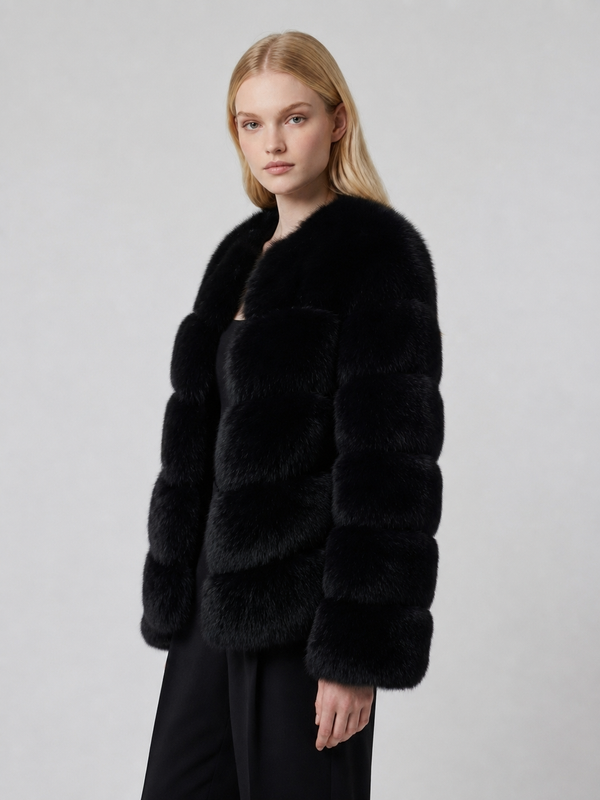 Women's Cropped Shaggy Faux Fur Jacket