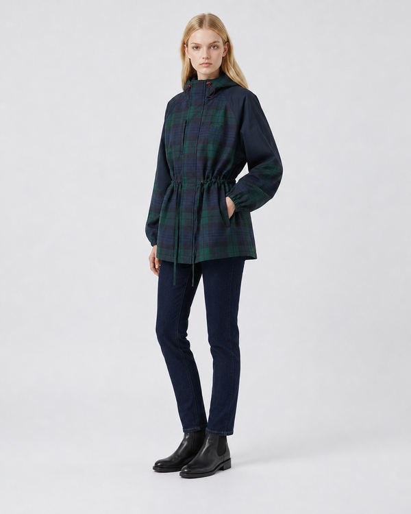 Women's Relaxed Plaid Hooded Jacket