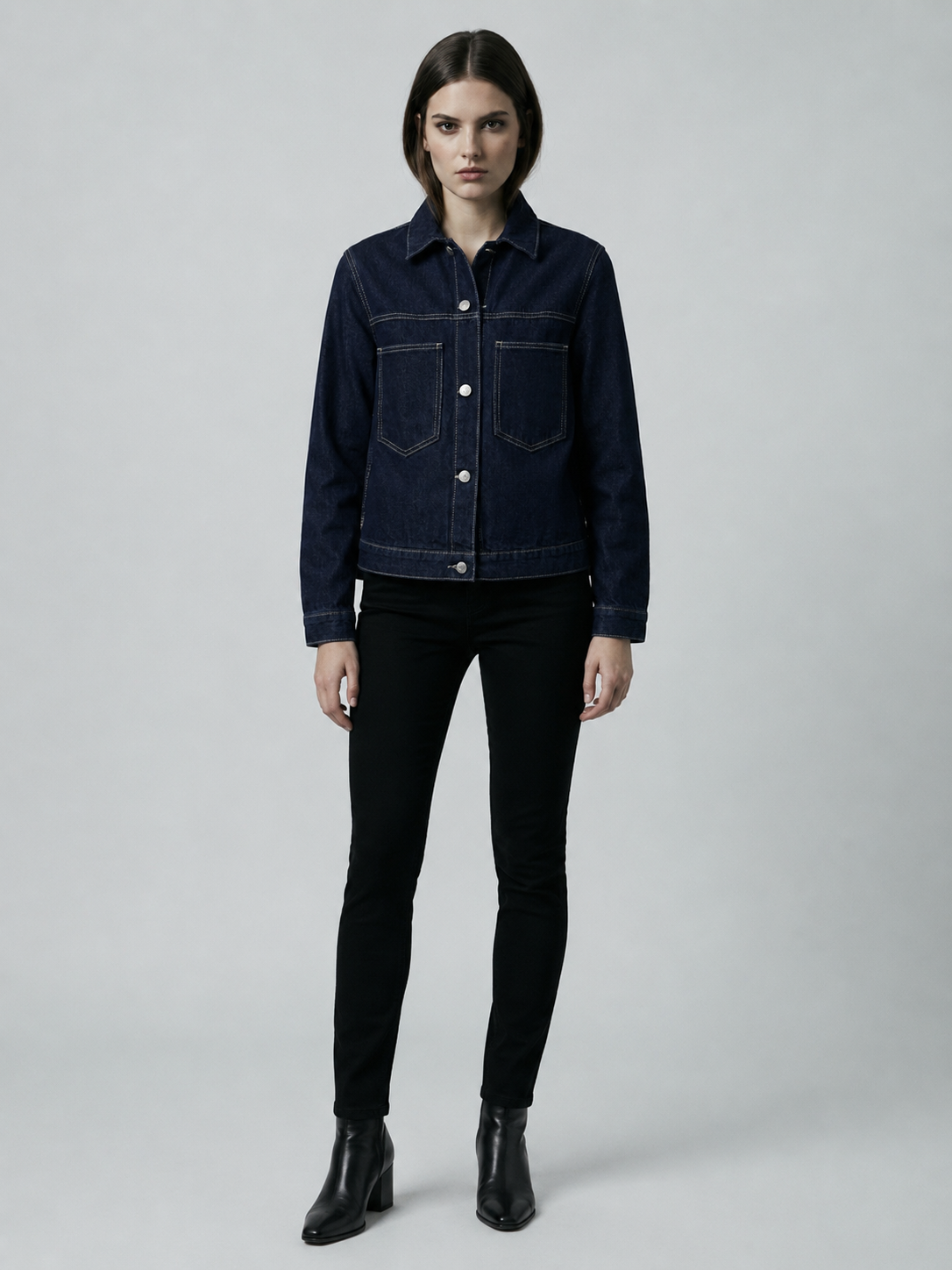 Women's Classic Dark Blue Denim Jacket Secondary image