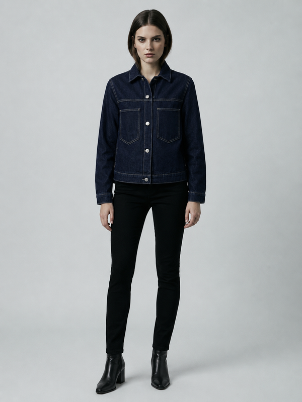 Women's Classic Dark Blue Denim Jacket