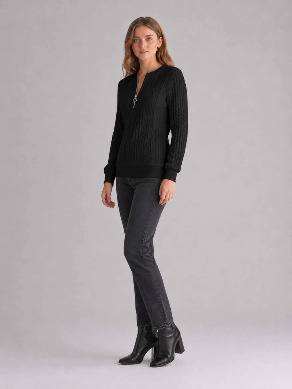 Women's Cable Knit Half-Zip Jumper
