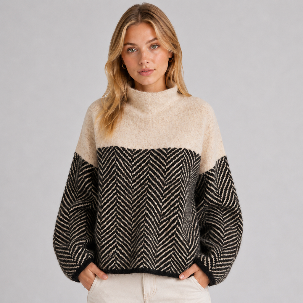 Women's Chevron Funnel-Neck Knit Jumper