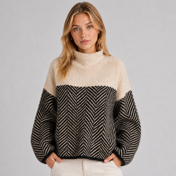 Women's Chevron Funnel-Neck Knit Jumper
