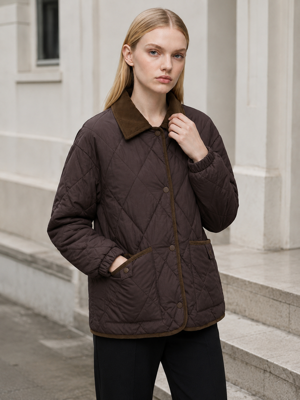 Women's Quilted Corduroy Collar Jacket