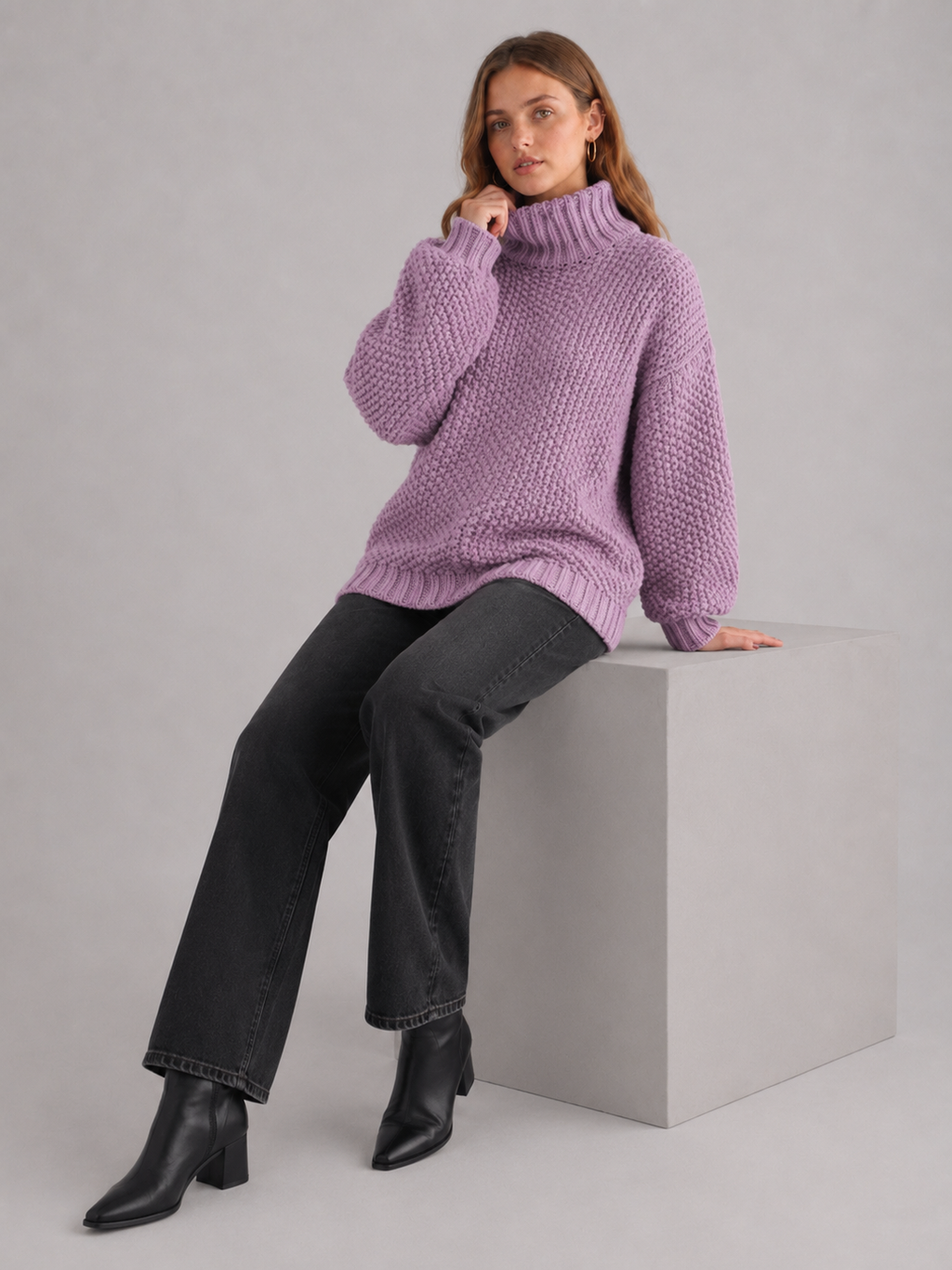 Women's Chunky Oversized Turtleneck Jumper