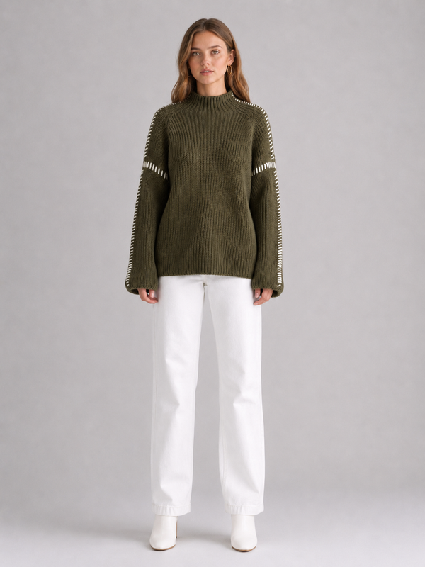 Women's Oversized Mock-Neck Knit Jumper
