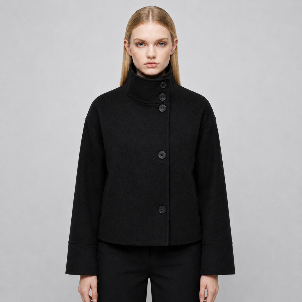 Women's Cropped Boxy Funnel-Neck Jacket