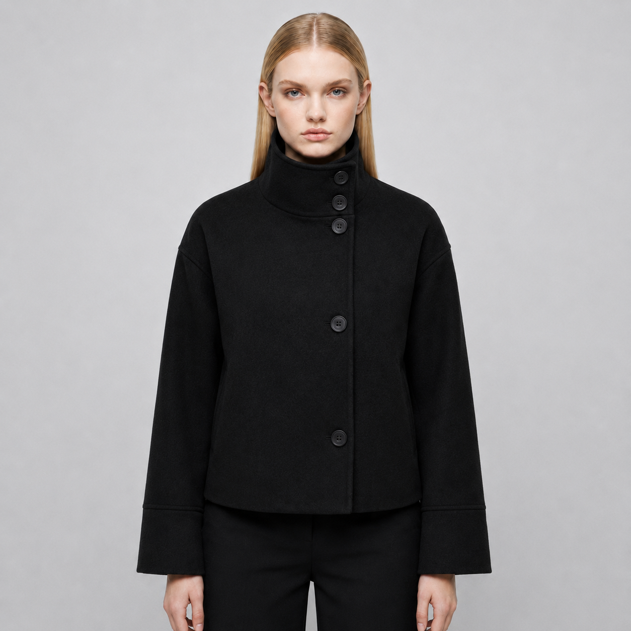 Women's Cropped Boxy Funnel-Neck Jacket