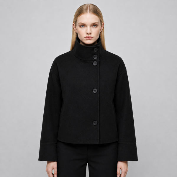 Women's Cropped Boxy Funnel-Neck Jacket