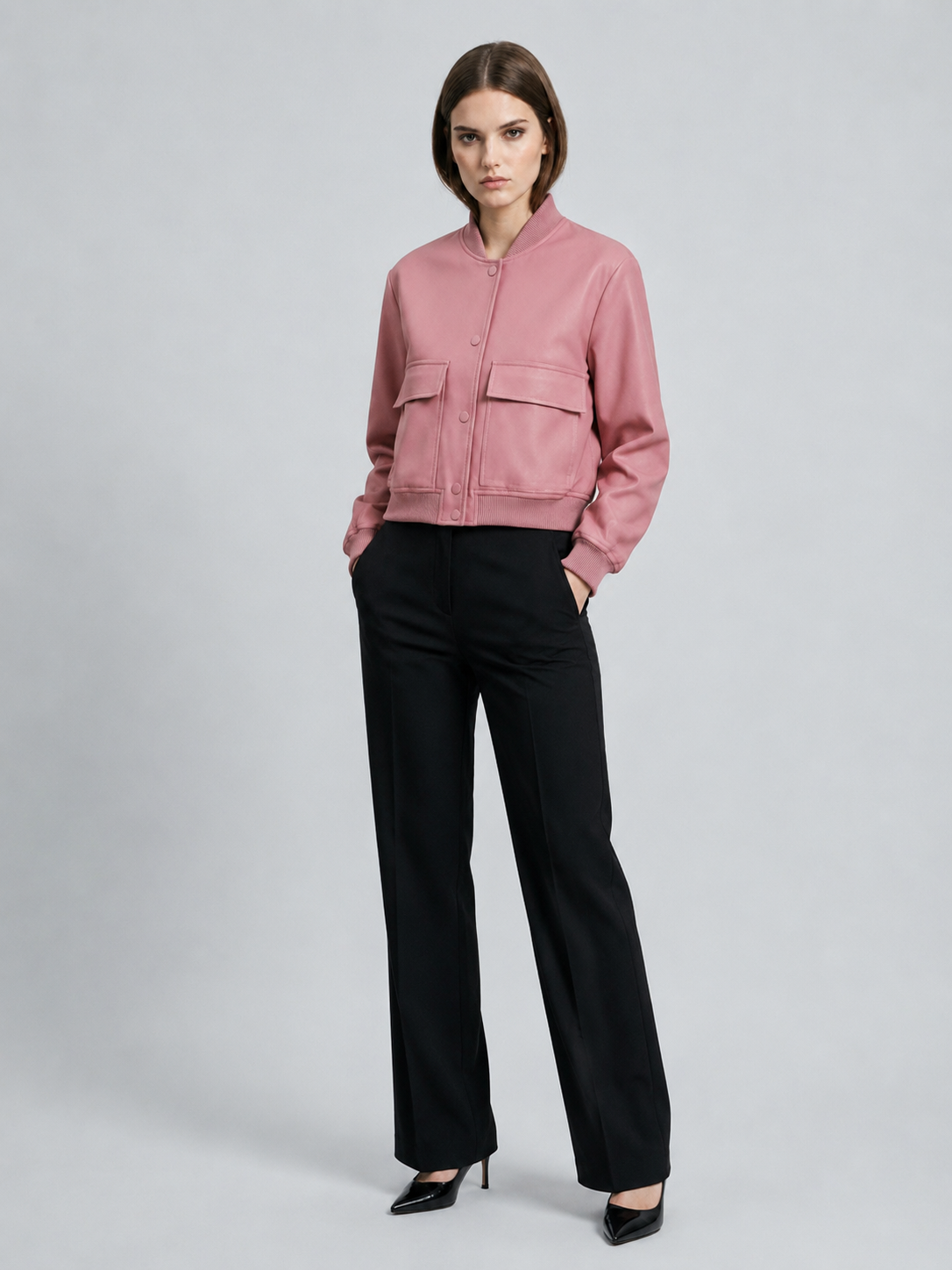 Women's Cropped Utility Bomber Jacket