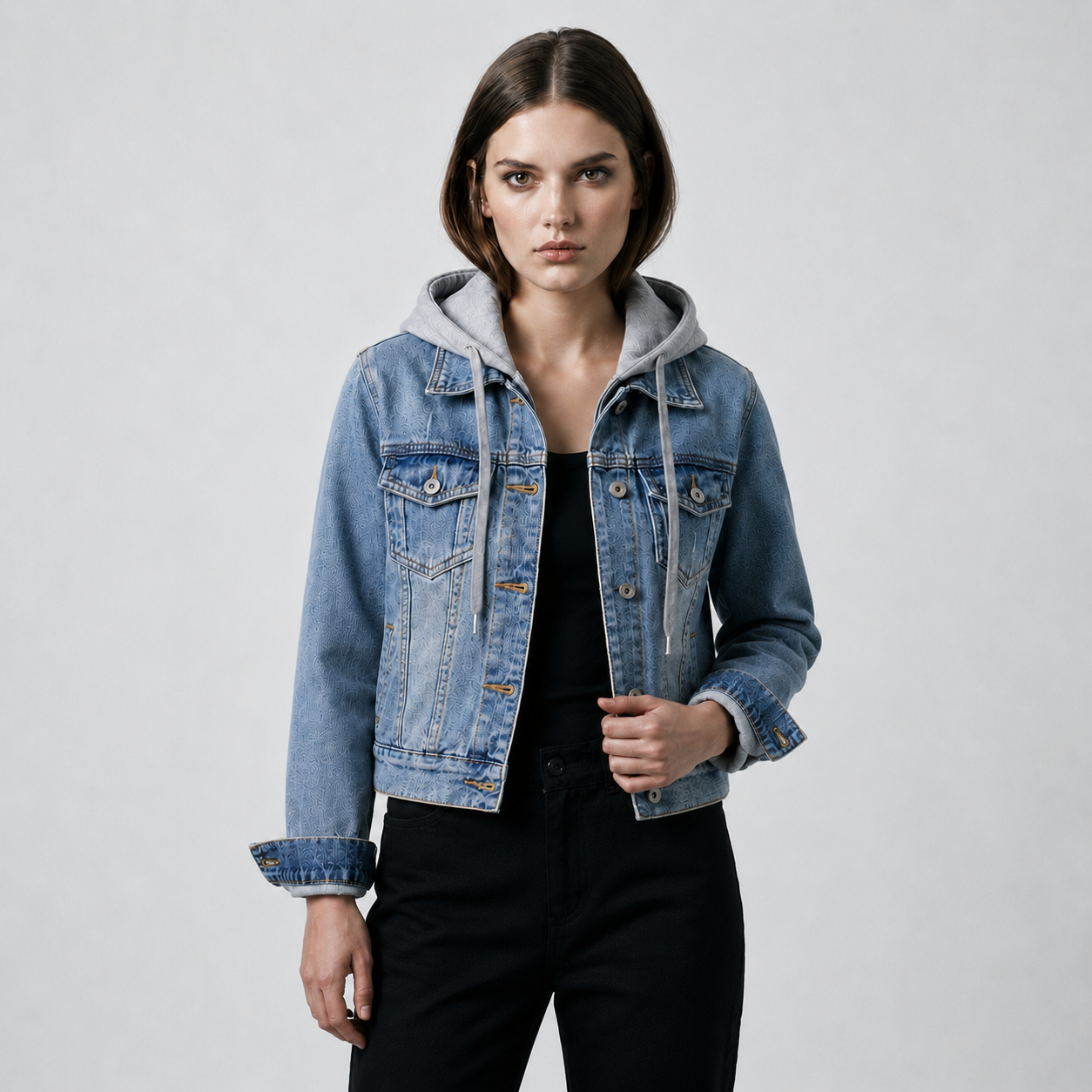 Women's Hooded Denim Jacket Secondary image