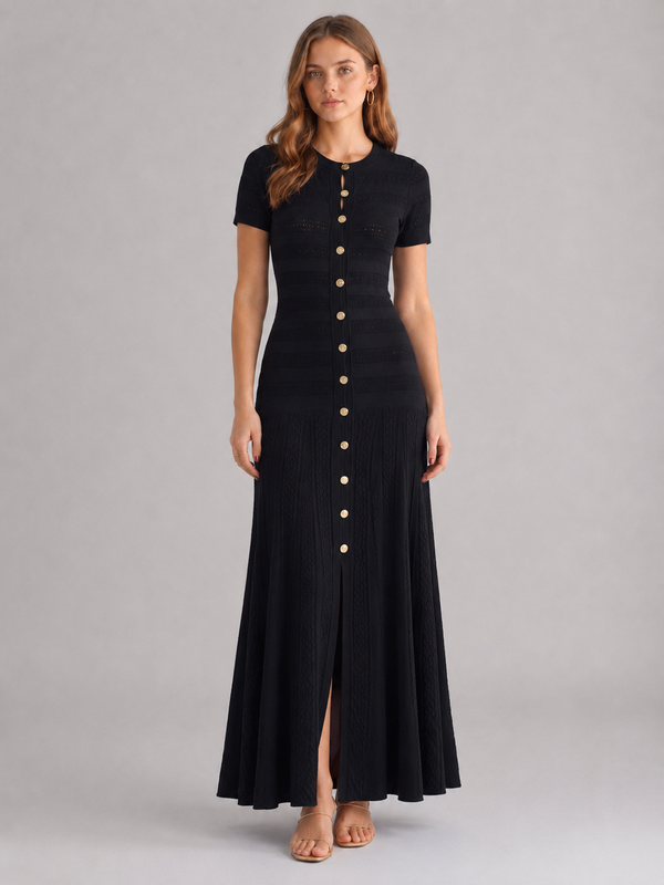 Women's Button-Front Knit Maxi Dress