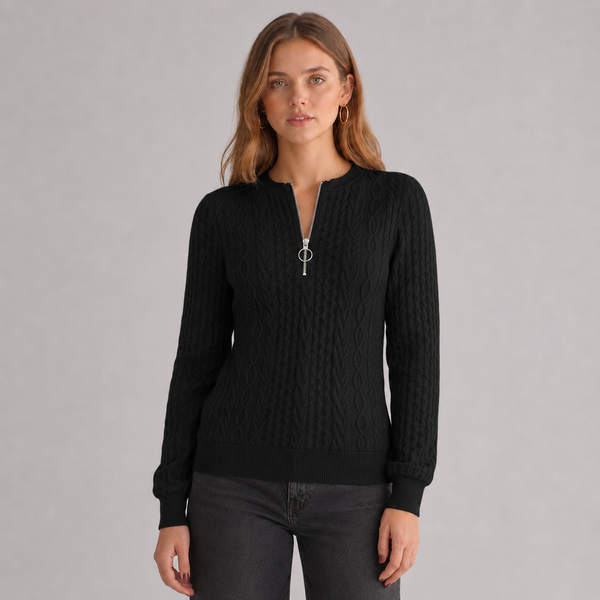 Women's Cable Knit Half-Zip Jumper