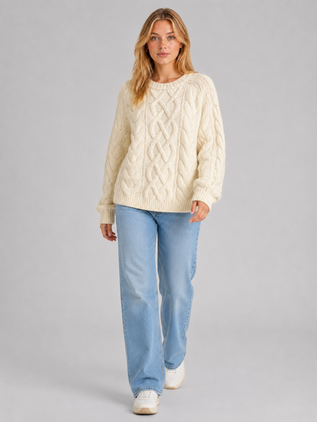 Women's Cream Chunky Cable Knit Jumper Secondary image