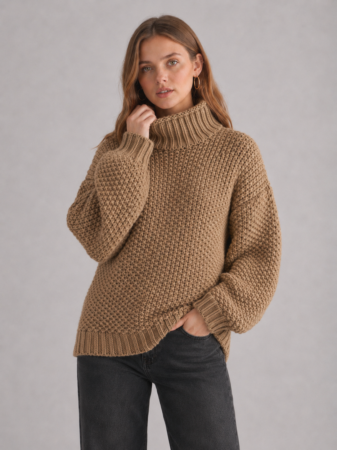 Women's Chunky Oversized Turtleneck Jumper