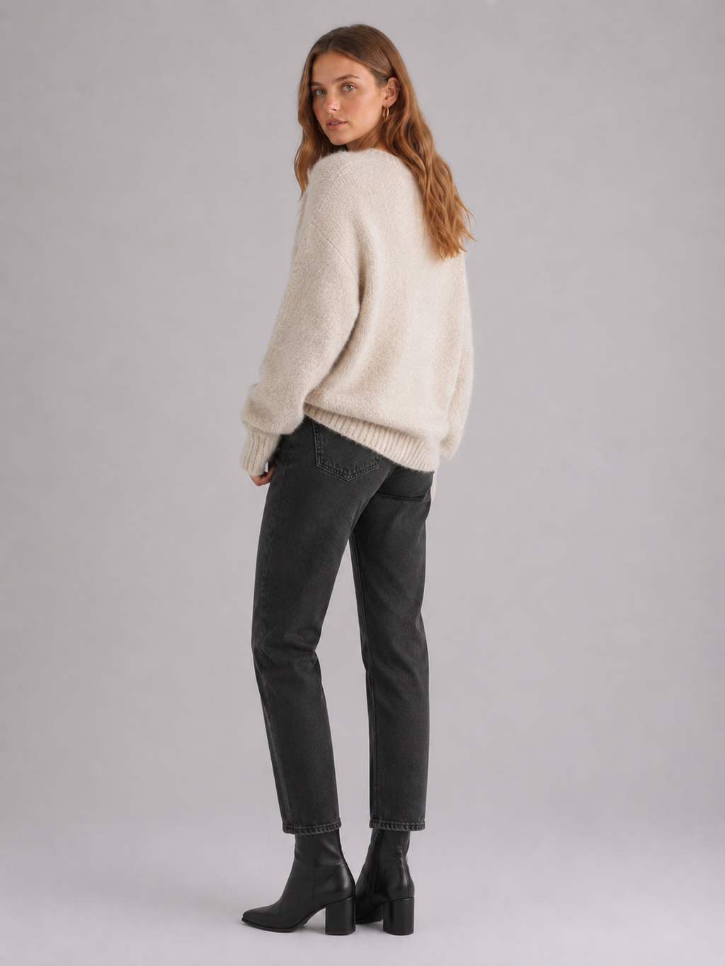 Women's Oversized Fluffy Crew Neck Knit Jumper