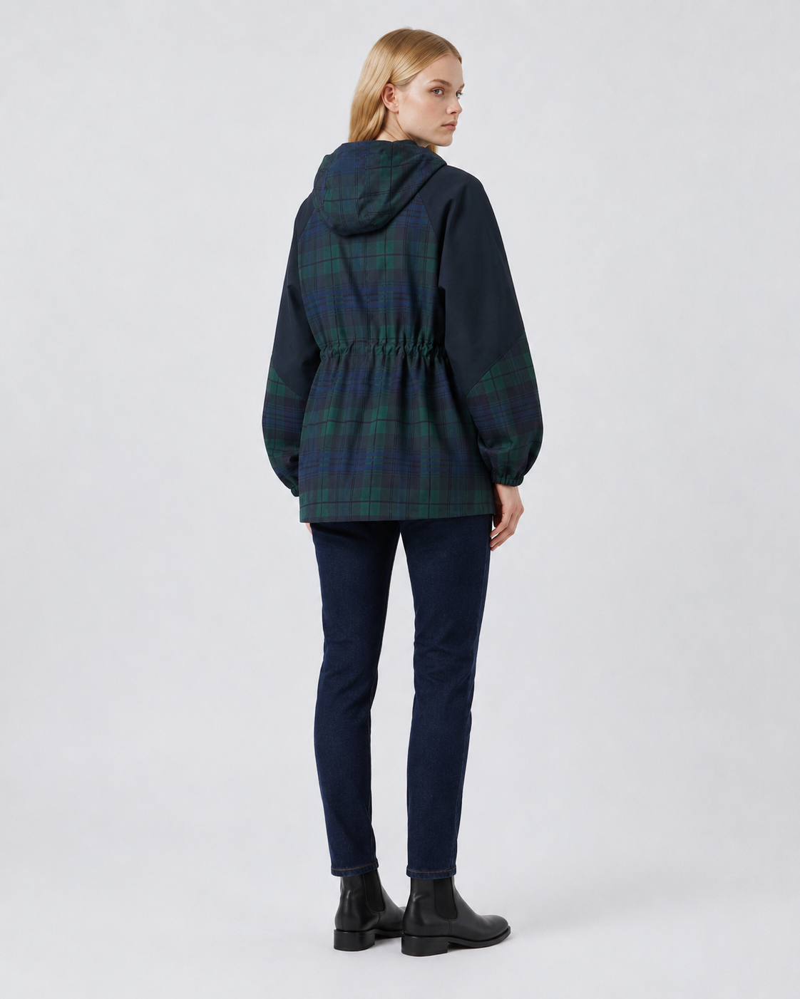 Women's Relaxed Plaid Hooded Jacket