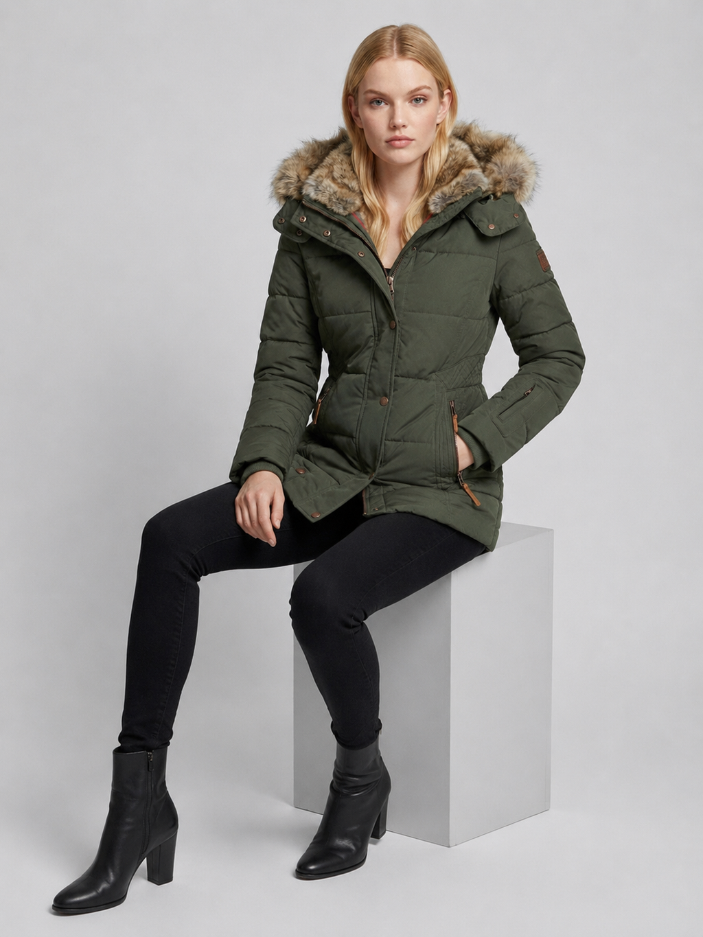 Women's Fur-Trim Hooded Puffer Jacket