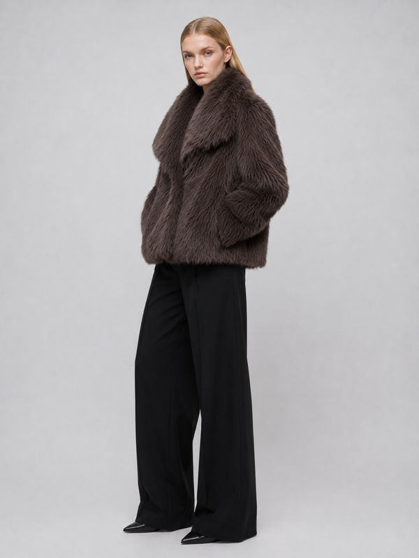 Women's Cropped Winter Faux Fur Jacket