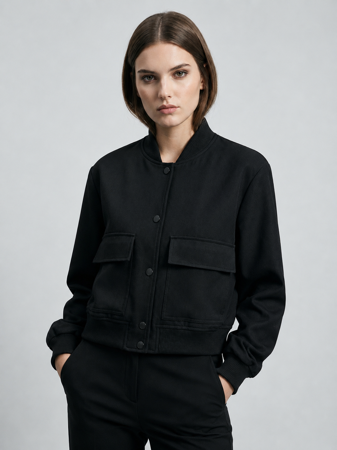 Women's Cropped Utility Bomber Jacket