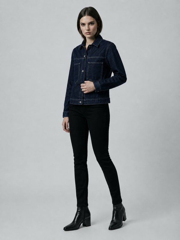 Women's Classic Dark Blue Denim Jacket