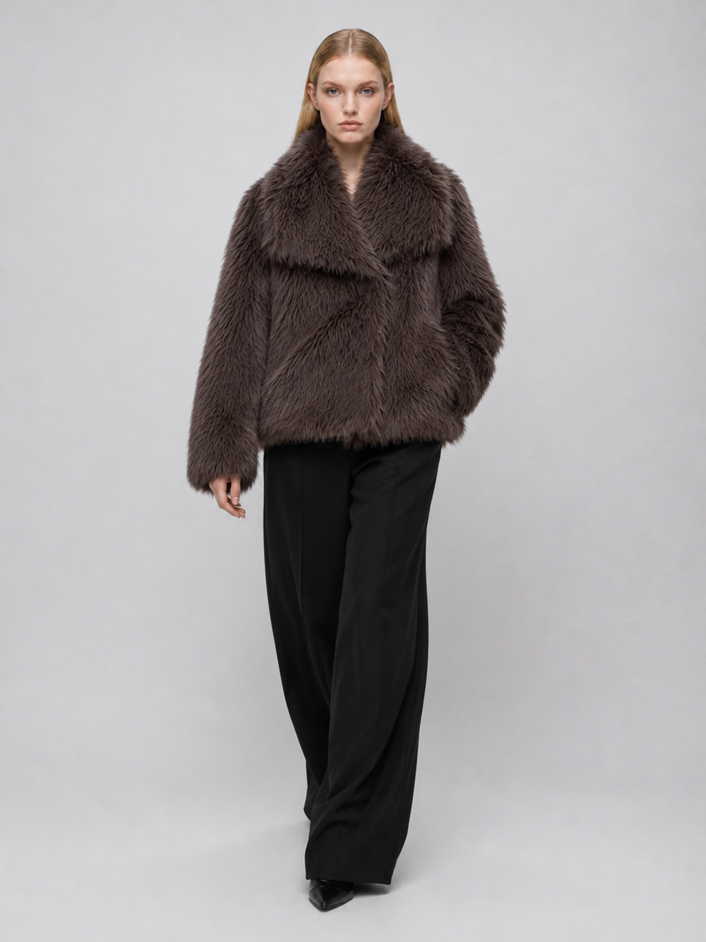 Women's Cropped Winter Faux Fur Jacket