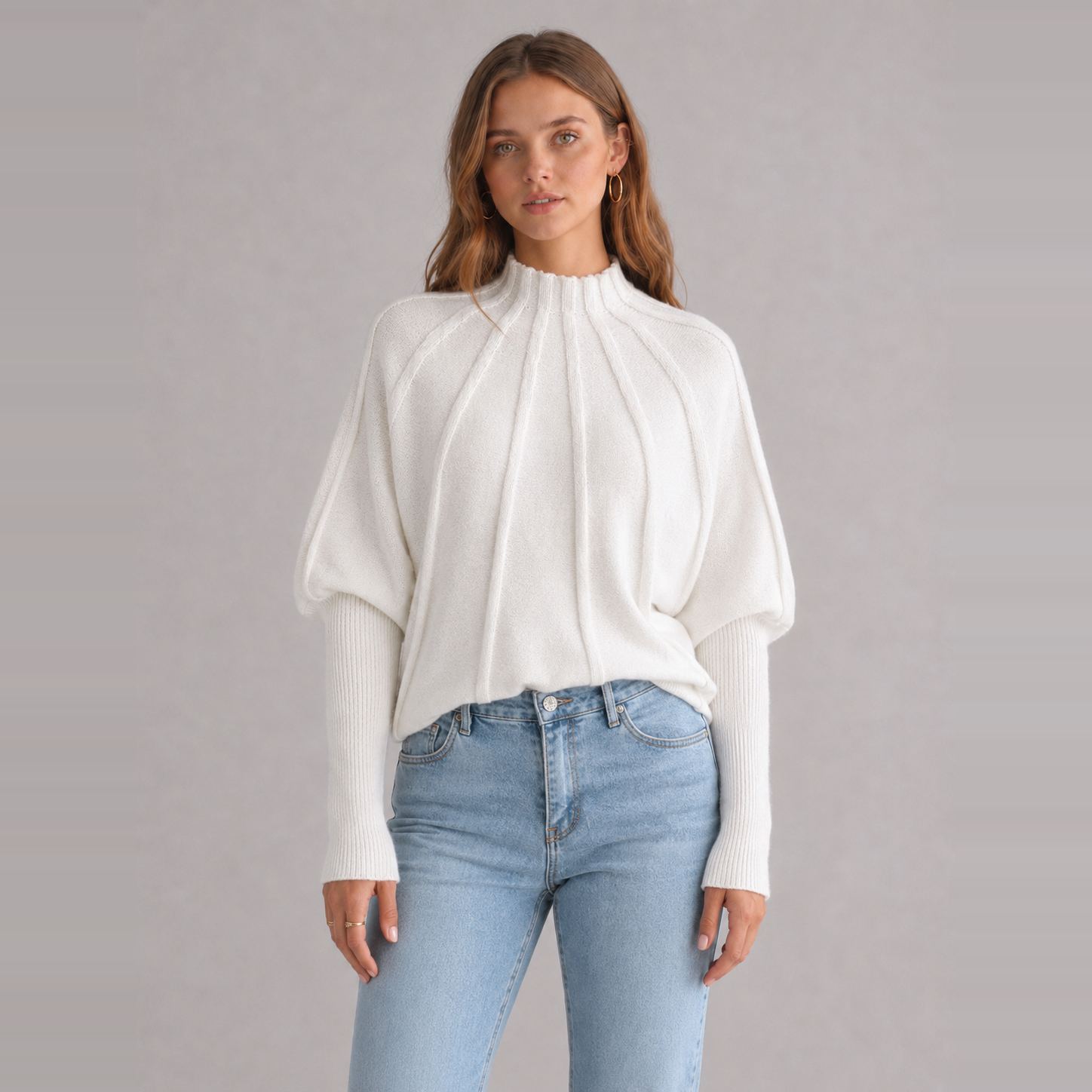 Women's Sunburst Mock Neck Knit Jumper Main image