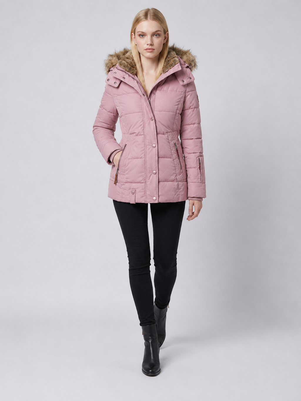 Women's Fur-Trim Hooded Puffer Jacket