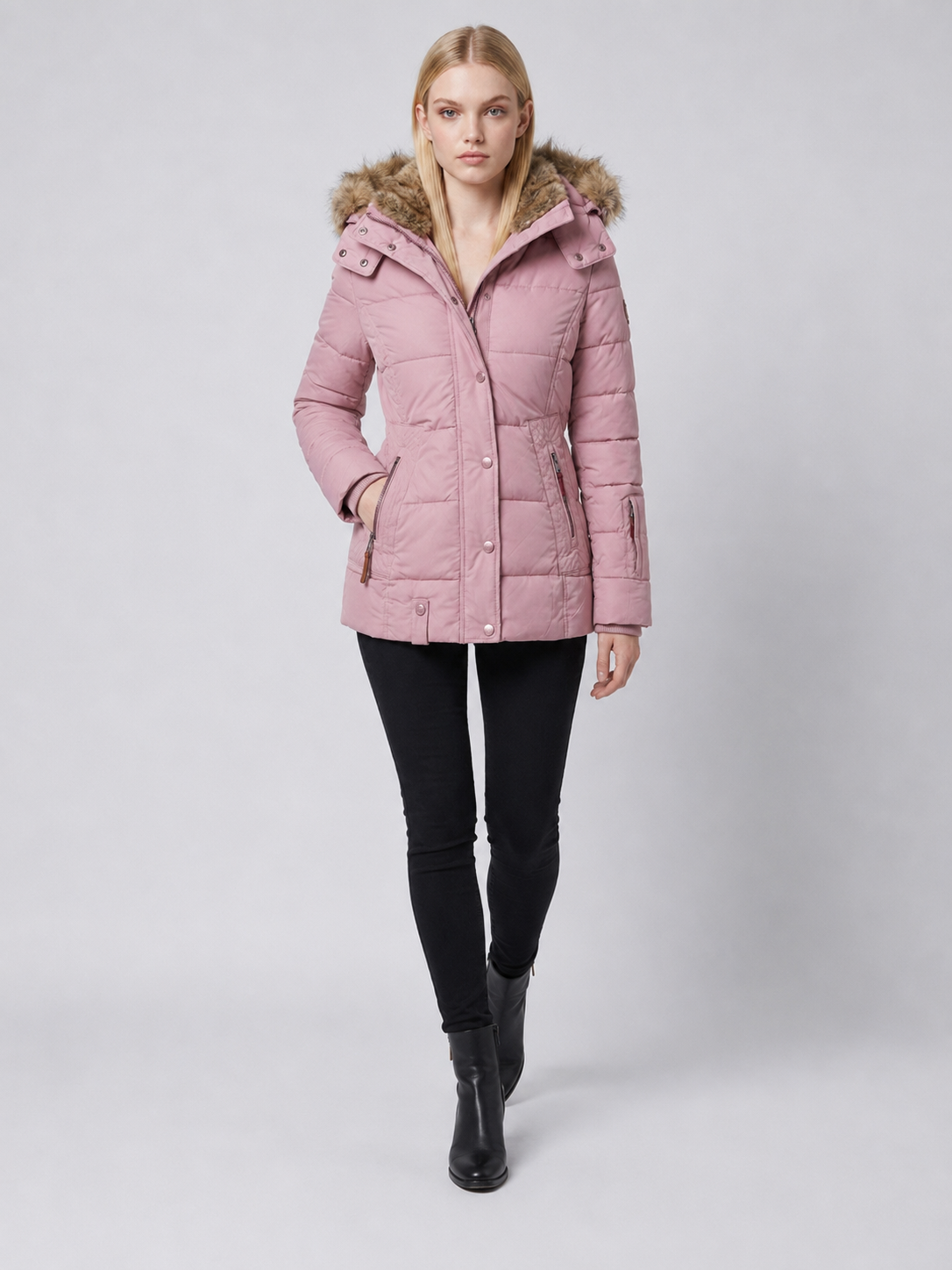 Women's Fur-Trim Hooded Puffer Jacket