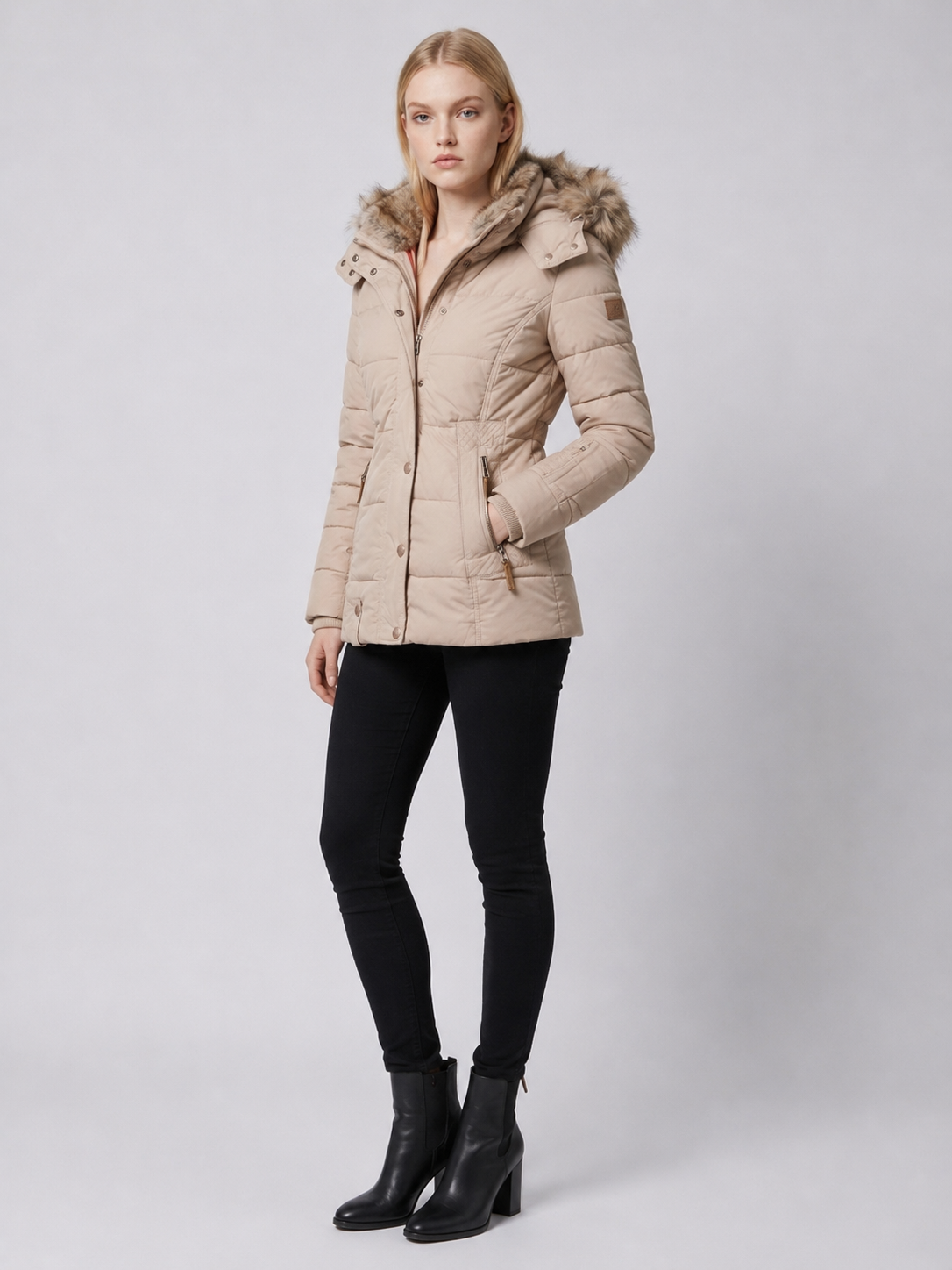 Women's Fur-Trim Hooded Puffer Jacket