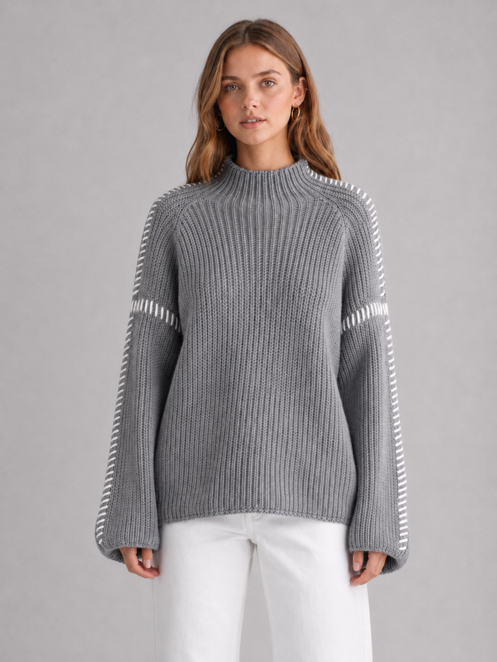 Women's Oversized Mock-Neck Knit Jumper