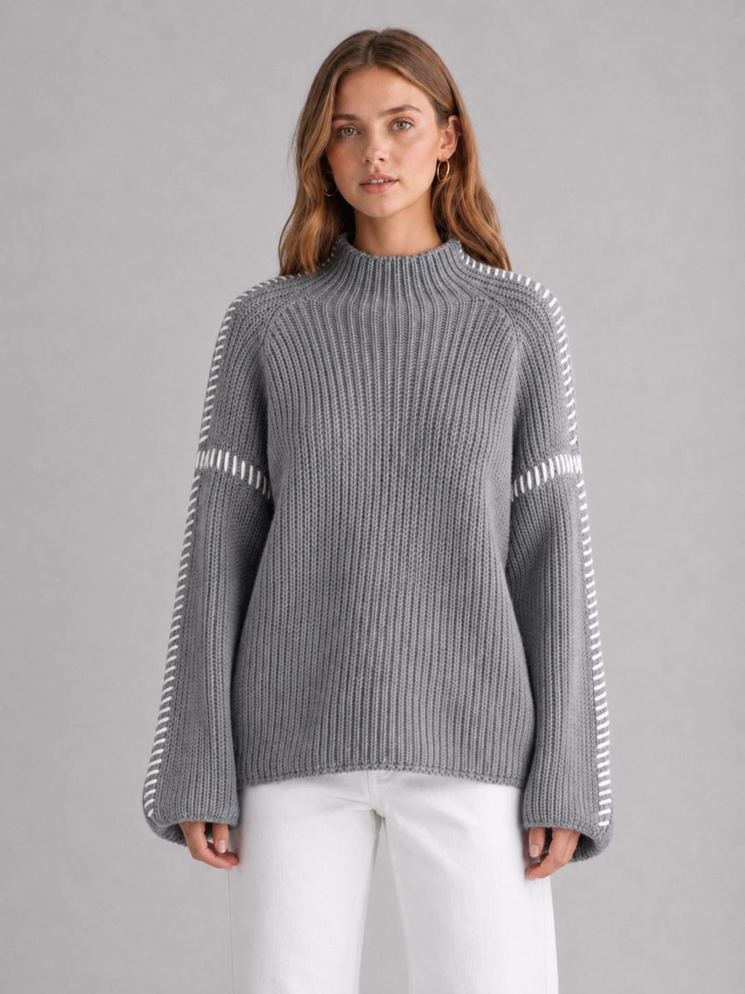 Women's Oversized Mock-Neck Knit Jumper