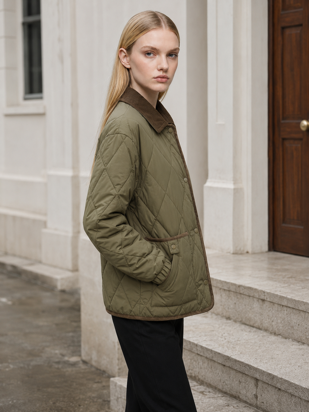Women's Quilted Corduroy Collar Jacket