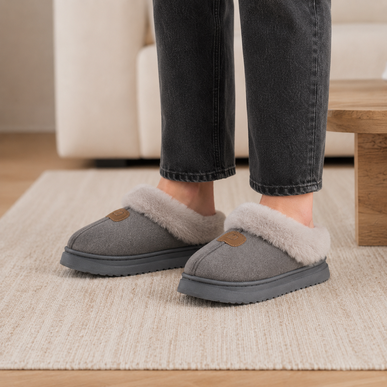 Women's Faux Fur Platform Slippers