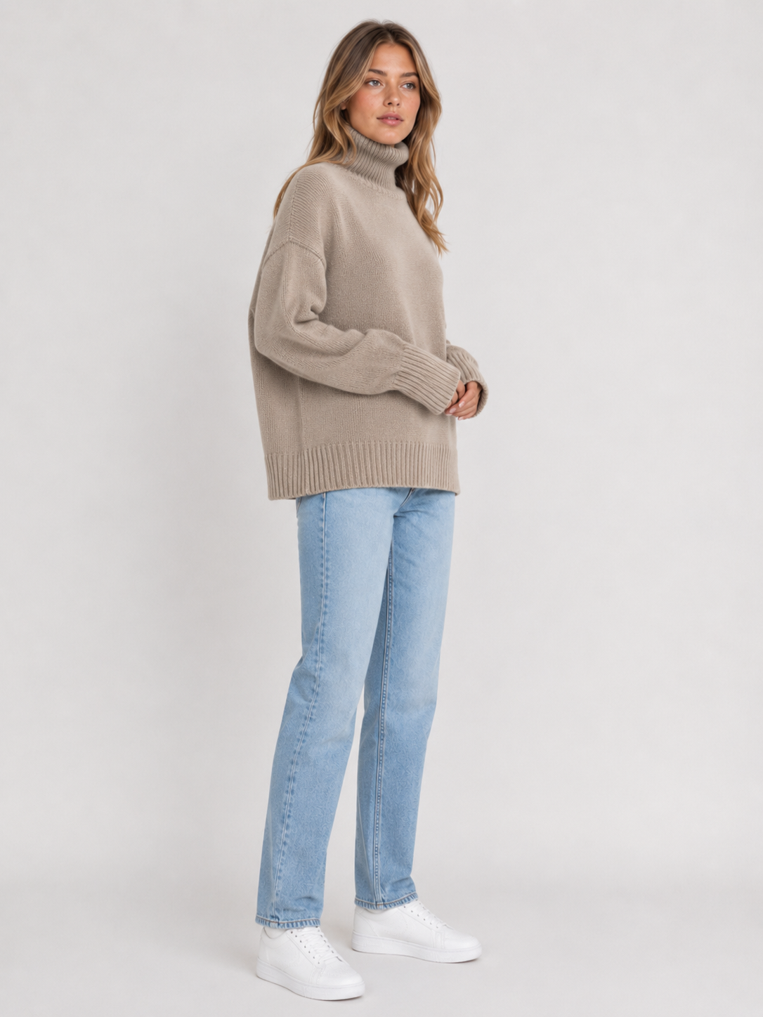 Women's Oversized Turtleneck Knit Jumper