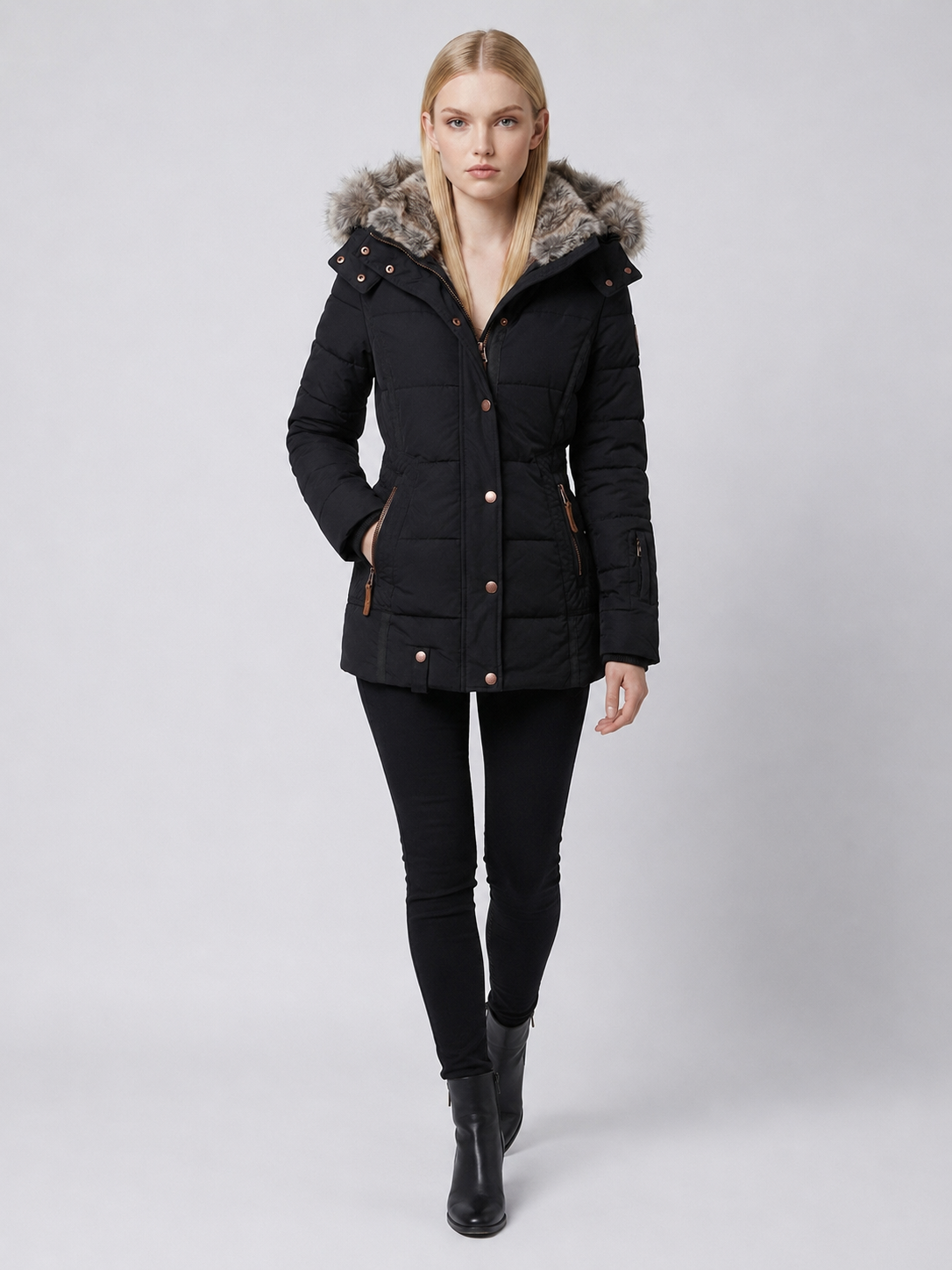 Women's Fur-Trim Hooded Puffer Jacket Secondary image