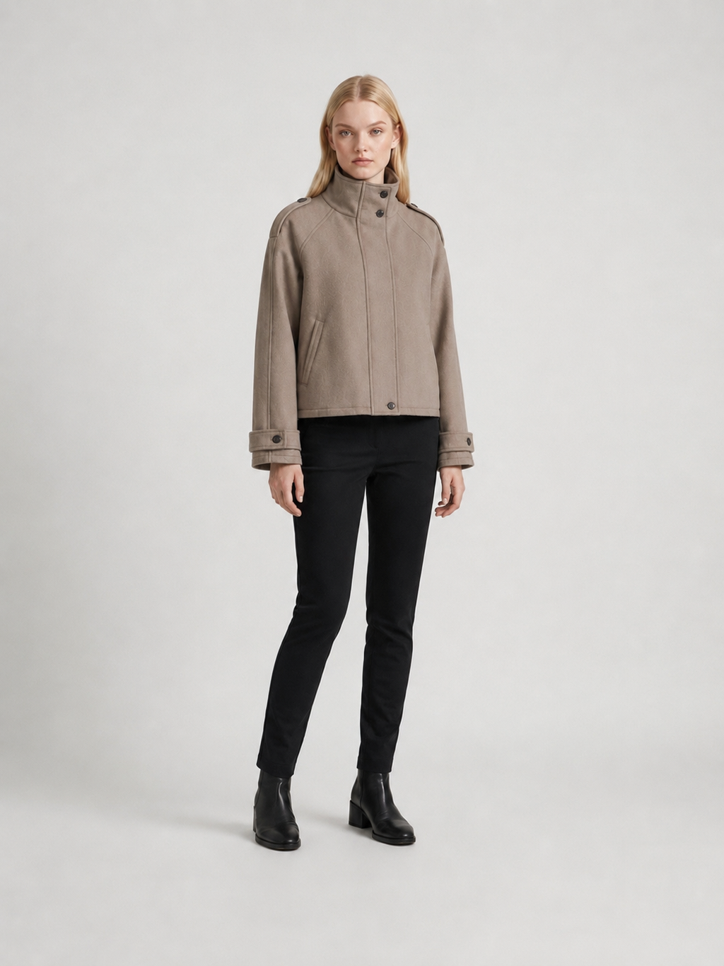 Women's Cropped Funnel-Neck Jacket