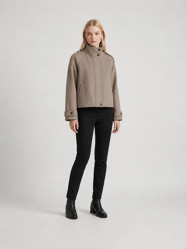 Women's Cropped Funnel-Neck Jacket