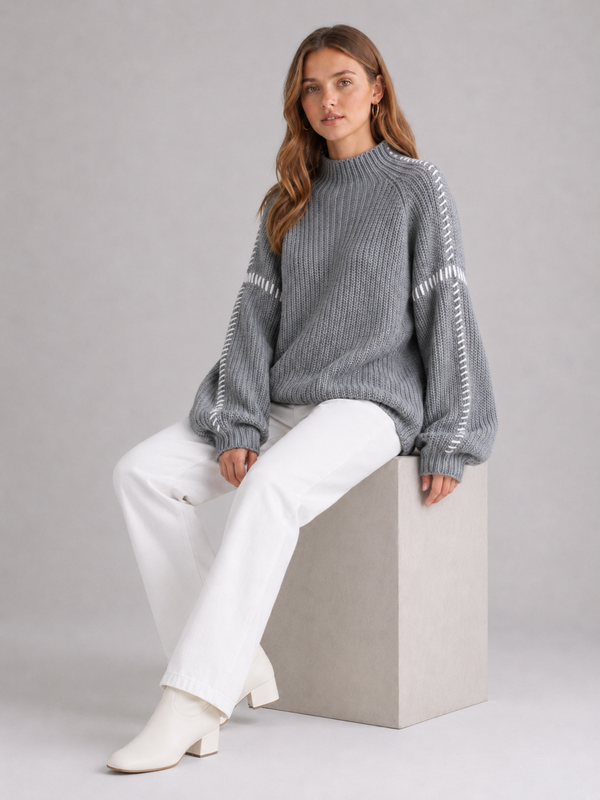 Women's Oversized Mock-Neck Knit Jumper