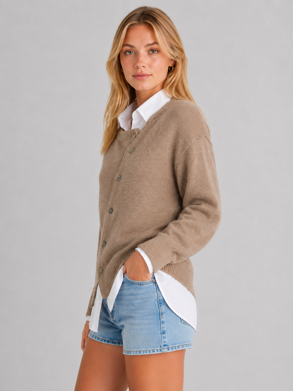 Women's Asymmetric Button Knit Jumper