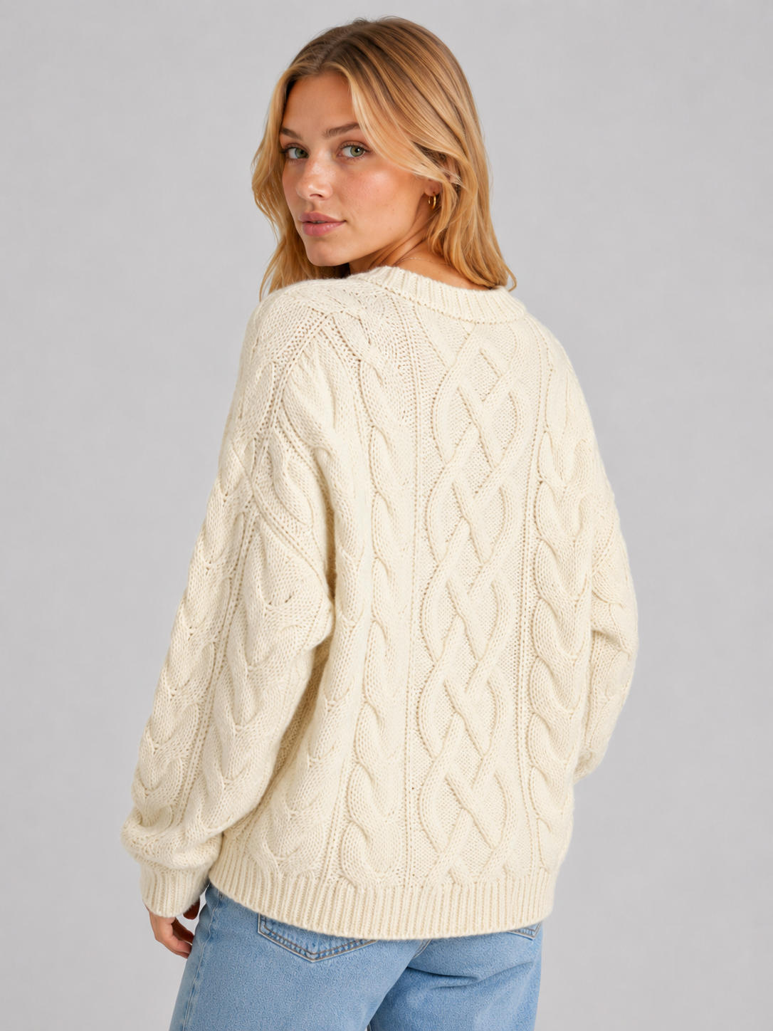 Women's Cream Chunky Cable Knit Jumper