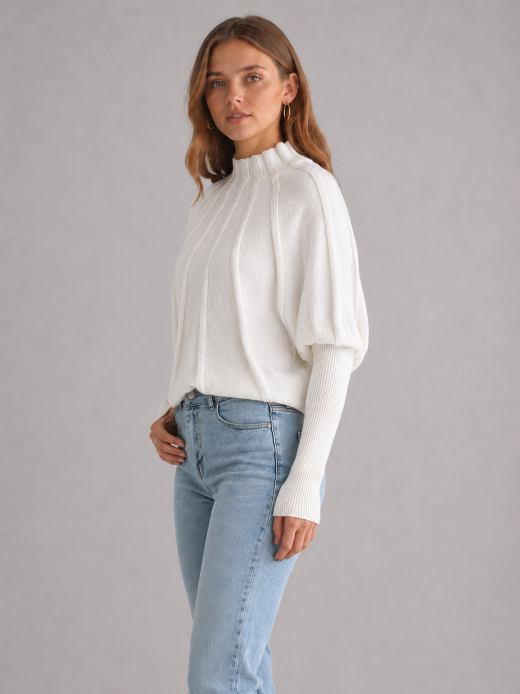 Women's Sunburst Mock Neck Knit Jumper