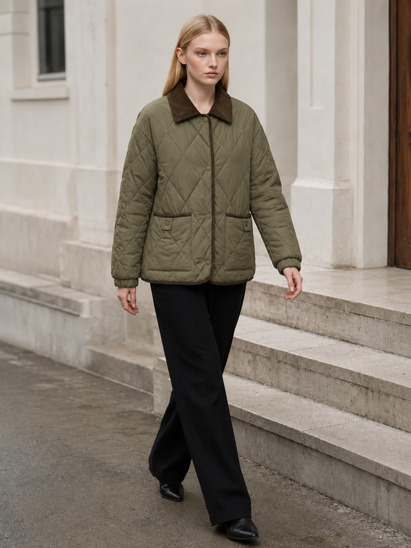 Women's Quilted Corduroy Collar Jacket